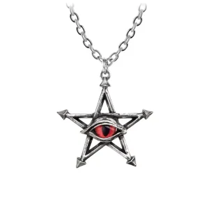 Red Curse Pendant by Alchemy England gothic pentagram necklace with red eye