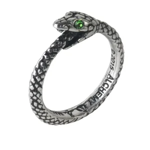 Sophia Serpent ring by Alchemy England gothic snake ring with green crystal eye