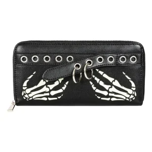 Bone Grip wallet black by Banned Alternative with skeleton hand gothic design and ring detail