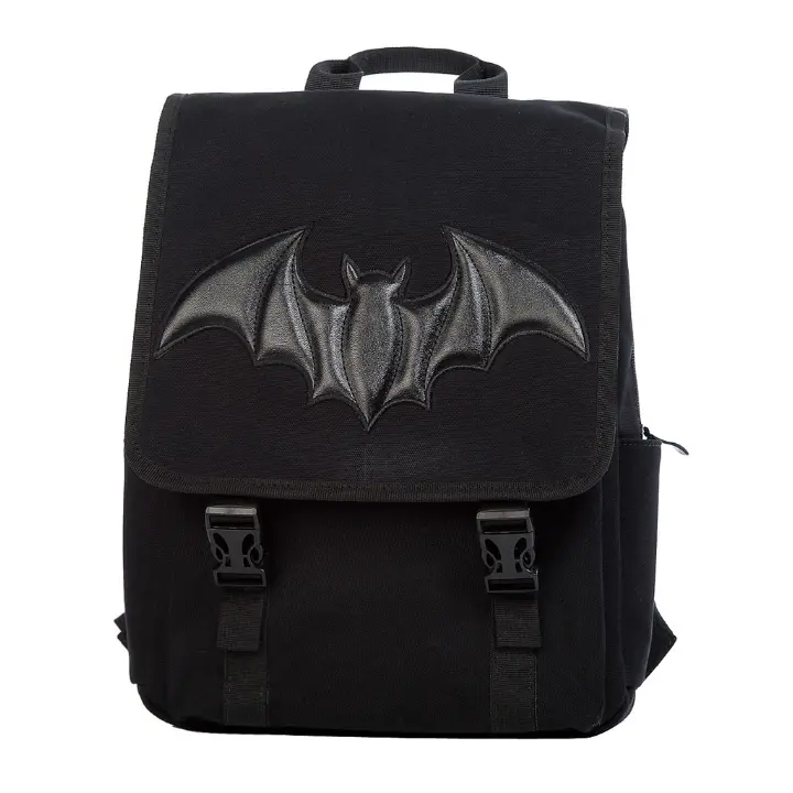 Dragon Frenzy black backpack by Banned Alternative with embossed bat wing gothic design