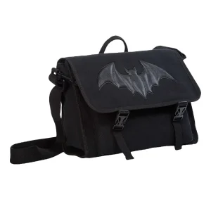Dragon Frenzy messenger bag black by Banned Alternative with embossed bat wing gothic design