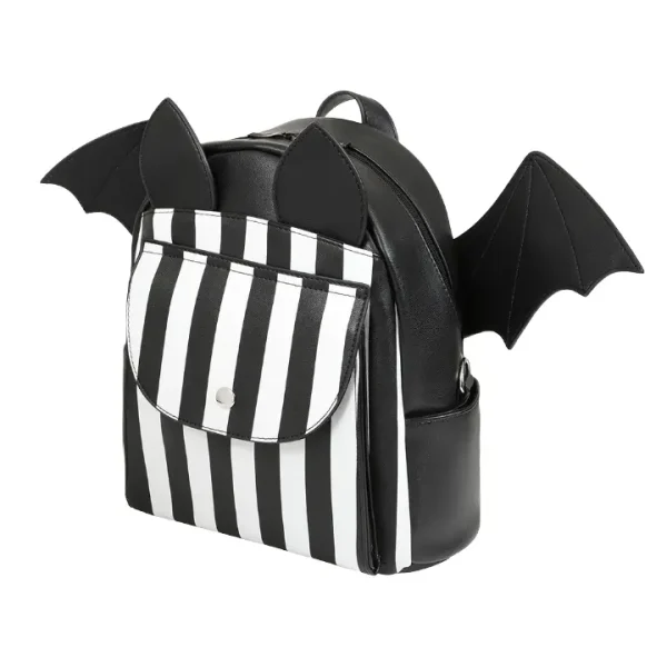 Nightfall Bat Backpack – Gothic Black Striped Bat Wing Rucksack ...