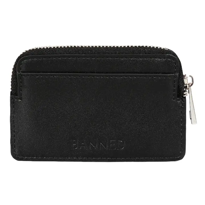 Rebel Sugar wallet black by Banned Alternative with punk ring stud detailing gothic purse design