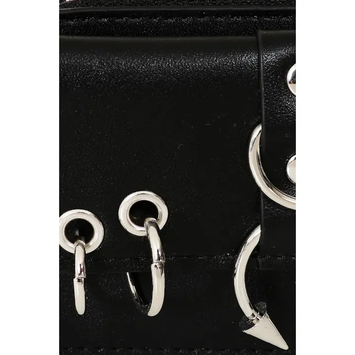 Rebel Sugar wallet black by Banned Alternative with punk ring stud detailing gothic purse design