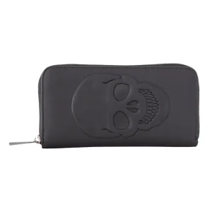 Tenebris skull wallet black by Banned Alternative with embossed gothic skull design